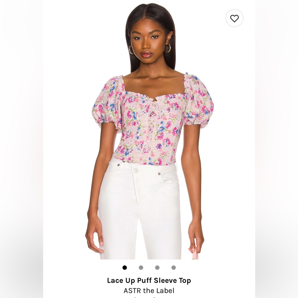 ASTR the Label Lace Up Puff Sleeve Top
